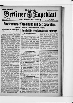 Berliner Tageblatt und Handels-Zeitung vom 28.08.1924