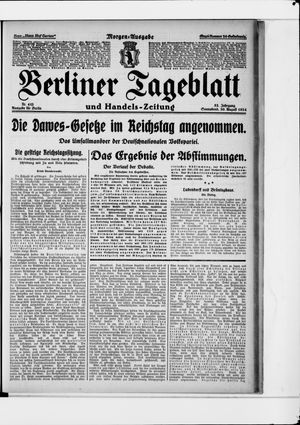 Berliner Tageblatt und Handels-Zeitung vom 30.08.1924