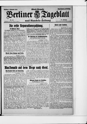 Berliner Tageblatt und Handels-Zeitung vom 02.09.1924
