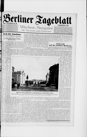 Berliner Tageblatt und Handels-Zeitung on Sep 4, 1924