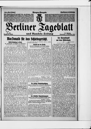 Berliner Tageblatt und Handels-Zeitung on Sep 4, 1924