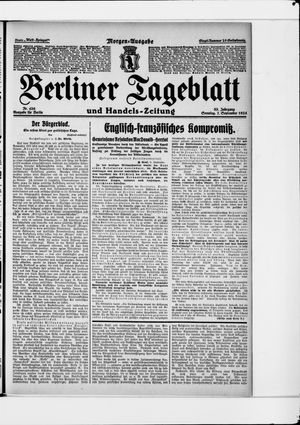 Berliner Tageblatt und Handels-Zeitung vom 07.09.1924