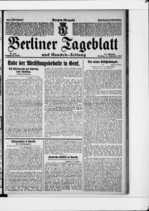 Berliner Tageblatt und Handels-Zeitung vom 14.09.1924