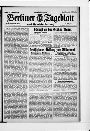 Berliner Tageblatt und Handels-Zeitung vom 15.09.1924