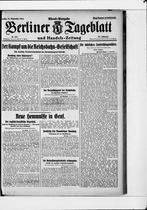 Berliner Tageblatt und Handels-Zeitung on Sep 19, 1924