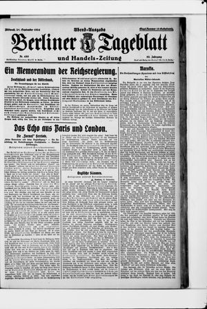 Berliner Tageblatt und Handels-Zeitung vom 24.09.1924