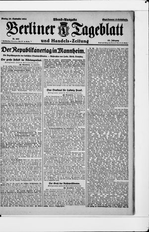 Berliner Tageblatt und Handels-Zeitung vom 29.09.1924