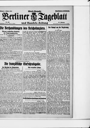 Berliner Tageblatt und Handels-Zeitung vom 01.10.1924