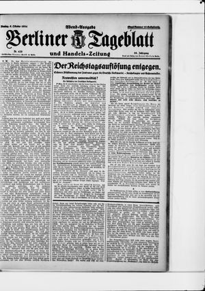Berliner Tageblatt und Handels-Zeitung vom 06.10.1924
