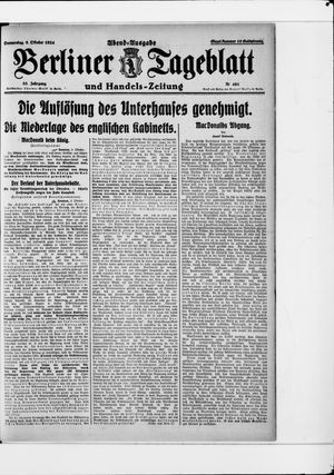 Berliner Tageblatt und Handels-Zeitung vom 09.10.1924