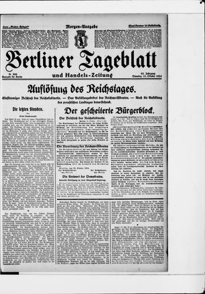 Berliner Tageblatt und Handels-Zeitung vom 21.10.1924