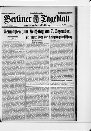 Berliner Tageblatt und Handels-Zeitung vom 21.10.1924
