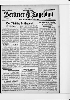 Berliner Tageblatt und Handels-Zeitung vom 29.10.1924