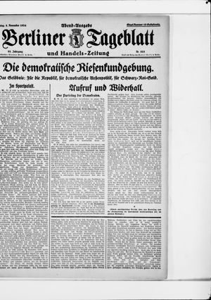 Berliner Tageblatt und Handels-Zeitung vom 03.11.1924