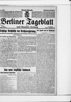 Berliner Tageblatt und Handels-Zeitung vom 07.11.1924