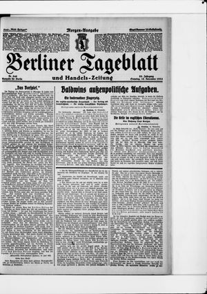 Berliner Tageblatt und Handels-Zeitung vom 16.11.1924