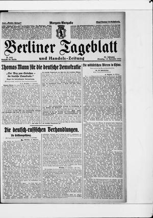 Berliner Tageblatt und Handels-Zeitung vom 18.11.1924
