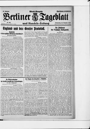 Berliner Tageblatt und Handels-Zeitung vom 20.11.1924