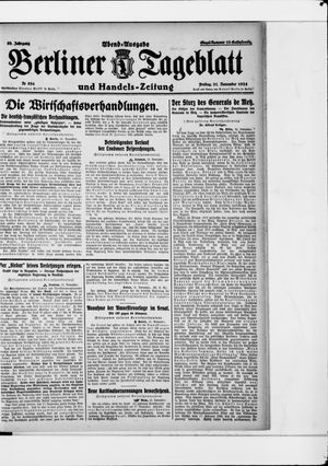 Berliner Tageblatt und Handels-Zeitung vom 21.11.1924