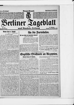 Berliner Tageblatt und Handels-Zeitung vom 23.11.1924