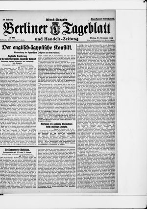 Berliner Tageblatt und Handels-Zeitung vom 24.11.1924