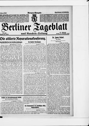Berliner Tageblatt und Handels-Zeitung vom 28.11.1924