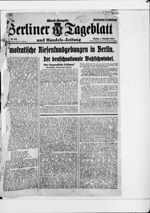 Berliner Tageblatt und Handels-Zeitung vom 01.12.1924