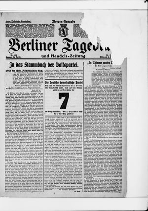 Berliner Tageblatt und Handels-Zeitung vom 03.12.1924