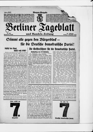 Berliner Tageblatt und Handels-Zeitung vom 05.12.1924