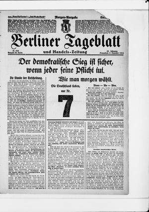 Berliner Tageblatt und Handels-Zeitung vom 06.12.1924