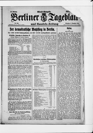 Berliner Tageblatt und Handels-Zeitung vom 09.12.1924