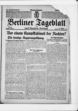 Berliner Tageblatt und Handels-Zeitung vom 10.12.1924