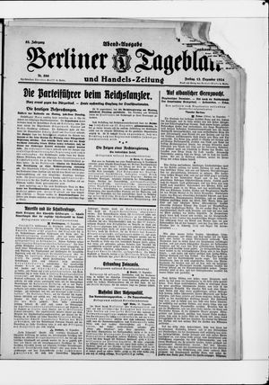 Berliner Tageblatt und Handels-Zeitung vom 12.12.1924