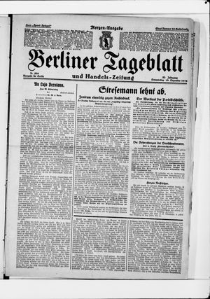 Berliner Tageblatt und Handels-Zeitung vom 18.12.1924
