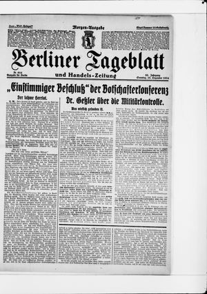 Berliner Tageblatt und Handels-Zeitung vom 28.12.1924