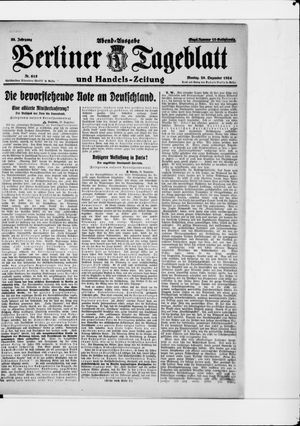 Berliner Tageblatt und Handels-Zeitung vom 29.12.1924