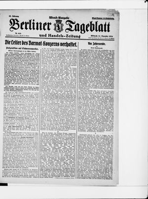 Berliner Tageblatt und Handels-Zeitung vom 31.12.1924
