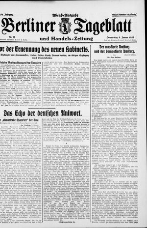 Berliner Tageblatt und Handels-Zeitung on Jan 8, 1925