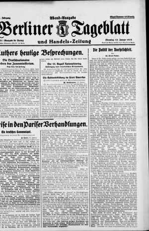 Berliner Tageblatt und Handels-Zeitung vom 13.01.1925