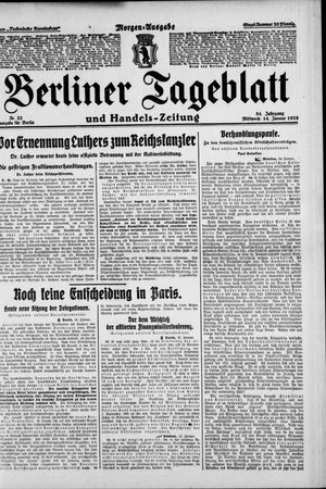 Berliner Tageblatt und Handels-Zeitung on Jan 14, 1925
