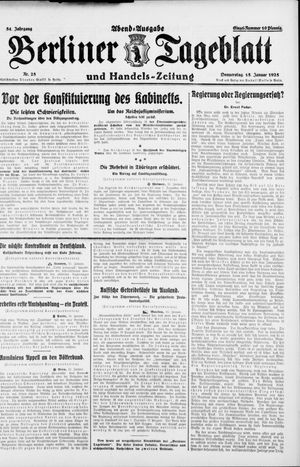 Berliner Tageblatt und Handels-Zeitung vom 15.01.1925