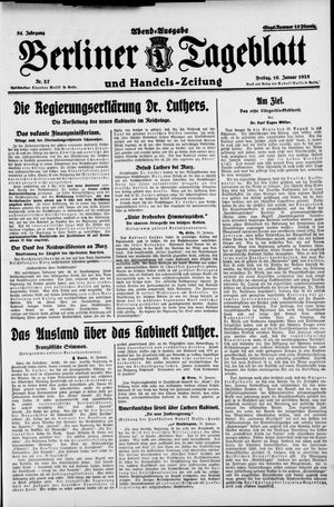 Berliner Tageblatt und Handels-Zeitung vom 16.01.1925