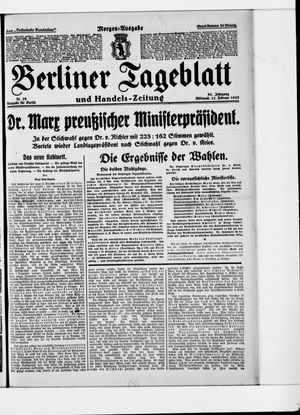 Berliner Tageblatt und Handels-Zeitung on Feb 11, 1925