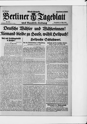 Berliner Tageblatt und Handels-Zeitung vom 28.03.1925