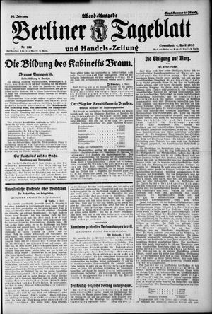 Berliner Tageblatt und Handels-Zeitung on Apr 4, 1925