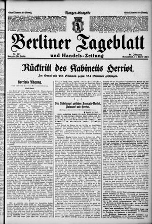 Berliner Tageblatt und Handels-Zeitung vom 11.04.1925