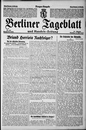 Berliner Tageblatt und Handels-Zeitung vom 14.04.1925