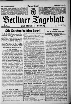 Berliner Tageblatt und Handels-Zeitung vom 29.04.1925