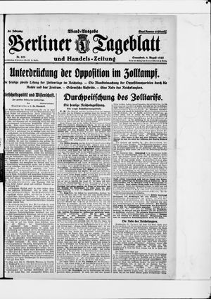 Berliner Tageblatt und Handels-Zeitung on Aug 8, 1925