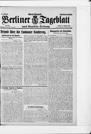 Berliner Tageblatt und Handels-Zeitung vom 14.08.1925